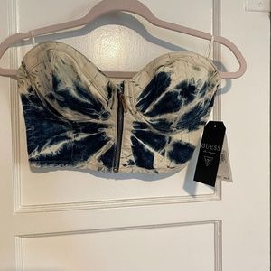 NWT Guess distressed tie dye sweet heart bustier